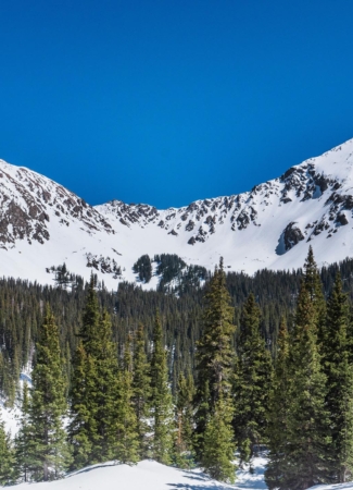 View of snow covered mountain in Taos Ski Valley, NM